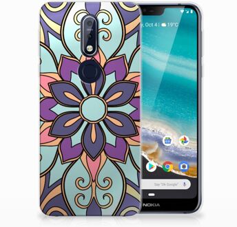 B2Ctelecom Nokia 7.1 TPU Hoesje Design Purple Flower