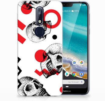 B2Ctelecom Nokia 7.1 TPU Hoesje Design Skull Red