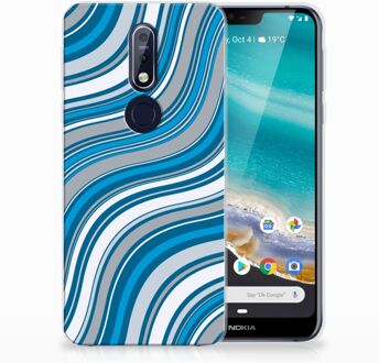 B2Ctelecom Nokia 7.1 TPU Hoesje Design Waves Blue