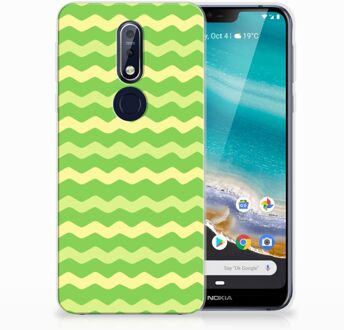 B2Ctelecom Nokia 7.1 TPU Hoesje Design Waves Green