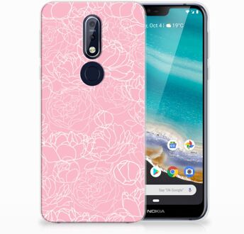 B2Ctelecom Nokia 7.1 TPU Hoesje Design White Flowers