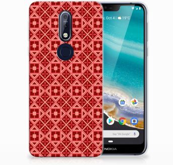 B2Ctelecom Nokia 7.1 Uniek TPU Hoesje Batik Red