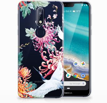 B2Ctelecom Nokia 7.1 Uniek TPU Hoesje Bird Flowers