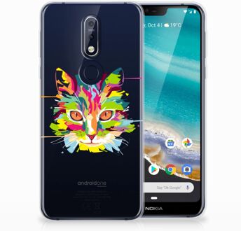 B2Ctelecom Nokia 7.1 Uniek TPU Hoesje Cat Color