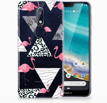 B2Ctelecom Nokia 7.1 Uniek TPU Hoesje Flamingo Triangle