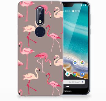 B2Ctelecom Nokia 7.1 Uniek TPU Hoesje Flamingo