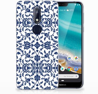 B2Ctelecom Nokia 7.1 Uniek TPU Hoesje Flower Blue