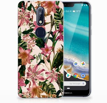 B2Ctelecom Nokia 7.1 Uniek TPU Hoesje Flowers