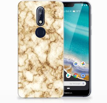 B2Ctelecom Nokia 7.1 Uniek TPU Hoesje Marmer Goud