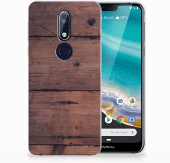 B2Ctelecom Nokia 7.1 Uniek TPU Hoesje Old Wood