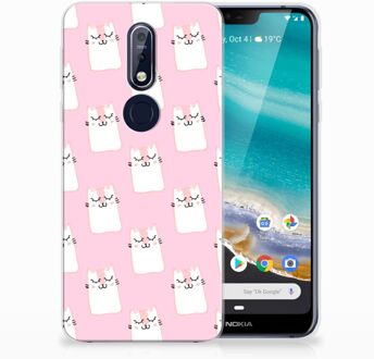 B2Ctelecom Nokia 7.1 Uniek TPU Hoesje Sleeping Cats