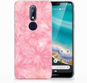 B2Ctelecom Nokia 7.1 Uniek TPU Hoesje Spring Flowers