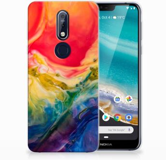 B2Ctelecom Nokia 7.1 Uniek TPU Hoesje Watercolor Dark