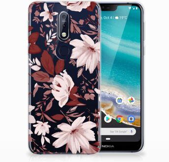 B2Ctelecom Nokia 7.1 Uniek TPU Hoesje Watercolor Flowers