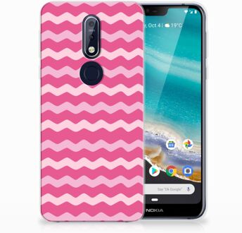 B2Ctelecom Nokia 7.1 Uniek TPU Hoesje Waves Pink