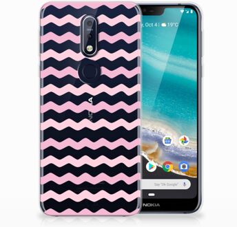 B2Ctelecom Nokia 7.1 Uniek TPU Hoesje Waves Roze