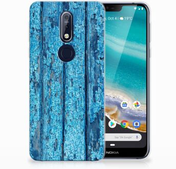 B2Ctelecom Nokia 7.1 Uniek TPU Hoesje Wood Blue