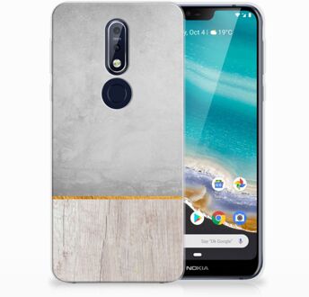 B2Ctelecom Nokia 7.1 Uniek TPU Hoesje Wood Concrete