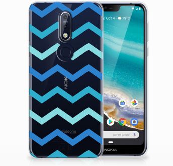 B2Ctelecom Nokia 7.1 Uniek TPU Hoesje Zigzag Blauw