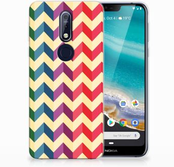 B2Ctelecom Nokia 7.1 Uniek TPU Hoesje Zigzag Color