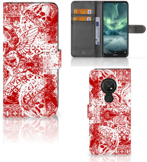 B2Ctelecom Nokia 7.2 | Nokia 6.2 Telefoonhoesje met Naam Angel Skull Red