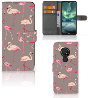 B2Ctelecom Nokia 7.2 | Nokia 6.2 Telefoonhoesje met Pasjes Flamingo