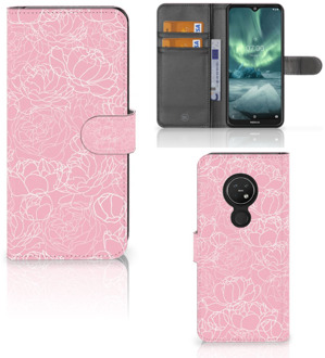 B2Ctelecom Nokia 7.2 | Nokia 6.2 Wallet Case White Flowers