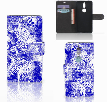 B2Ctelecom Nokia 7 Bookcase Hoesje Angel Skull Blue