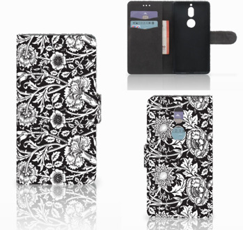 B2Ctelecom Nokia 7 Bookcase Hoesje Black Flowers