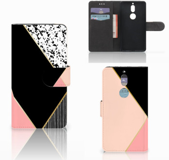 B2Ctelecom Nokia 7 Bookcase Hoesje Black Pink Shapes