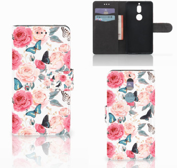 B2Ctelecom Nokia 7 Bookcase Hoesje Butterfly Roses