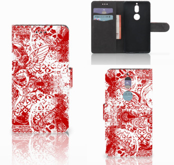 B2Ctelecom Nokia 7 Bookcase Hoesje Design Angel Skull Red