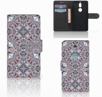 B2Ctelecom Nokia 7 Bookcase Hoesje Design Flower Tiles