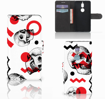 B2Ctelecom Nokia 7 Bookcase Hoesje Design Skull Red