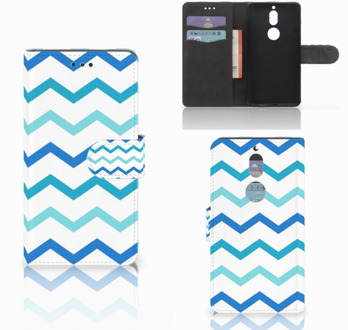 B2Ctelecom Nokia 7 Bookcase Hoesje Zigzag Blauw