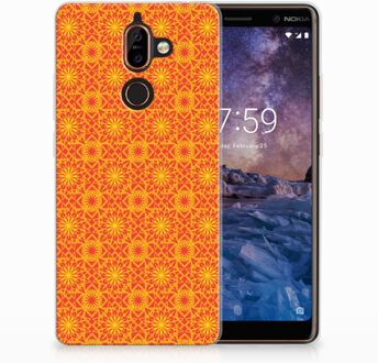 B2Ctelecom Nokia 7 Plus TPU Hoesje Design Batik Orange