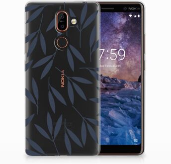 B2Ctelecom Nokia 7 Plus TPU Hoesje Design Leaves Blue