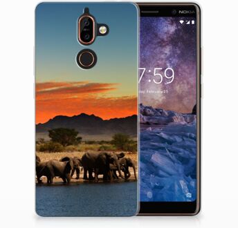 B2Ctelecom Nokia 7 Plus TPU Hoesje Design Olifanten