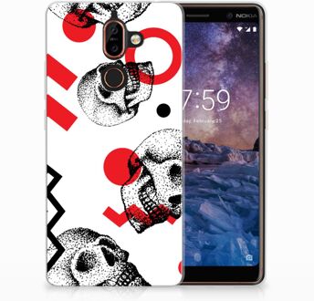 B2Ctelecom Nokia 7 Plus TPU Hoesje Design Skull Red