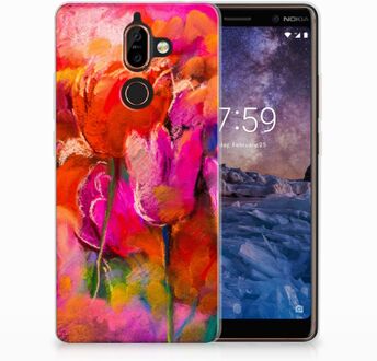 B2Ctelecom Nokia 7 Plus TPU Hoesje Design Tulpen