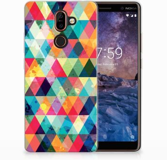 B2Ctelecom Nokia 7 Plus Uniek Design TPU Hoesje Geruit