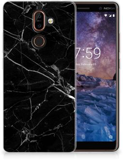 B2Ctelecom Nokia 7 Plus Uniek Design TPU Hoesje Marmer Zwart