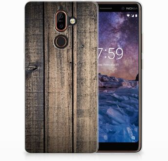 B2Ctelecom Nokia 7 Plus Uniek Design TPU Hoesje Steigerhout