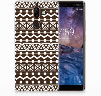 B2Ctelecom Nokia 7 Plus Uniek TPU Hoesje Aztec Brown