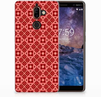 B2Ctelecom Nokia 7 Plus Uniek TPU Hoesje Batik Red