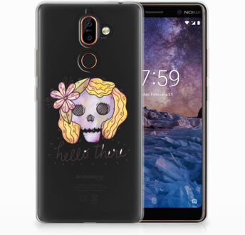 B2Ctelecom Nokia 7 Plus Uniek TPU Hoesje Boho Skull