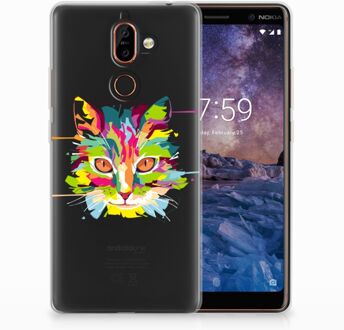 B2Ctelecom Nokia 7 Plus Uniek TPU Hoesje Cat Color