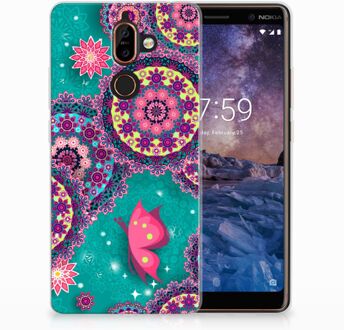 B2Ctelecom Nokia 7 Plus Uniek TPU Hoesje Cirkels en Vlinders