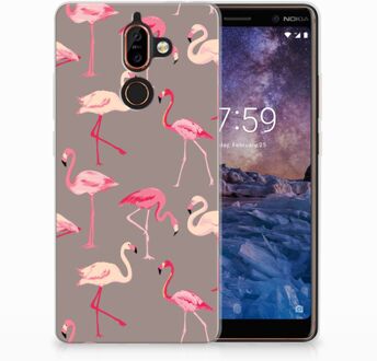 B2Ctelecom Nokia 7 Plus Uniek TPU Hoesje Flamingo