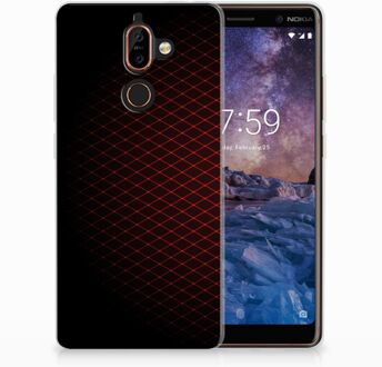 B2Ctelecom Nokia 7 Plus Uniek TPU Hoesje Geruit Rood